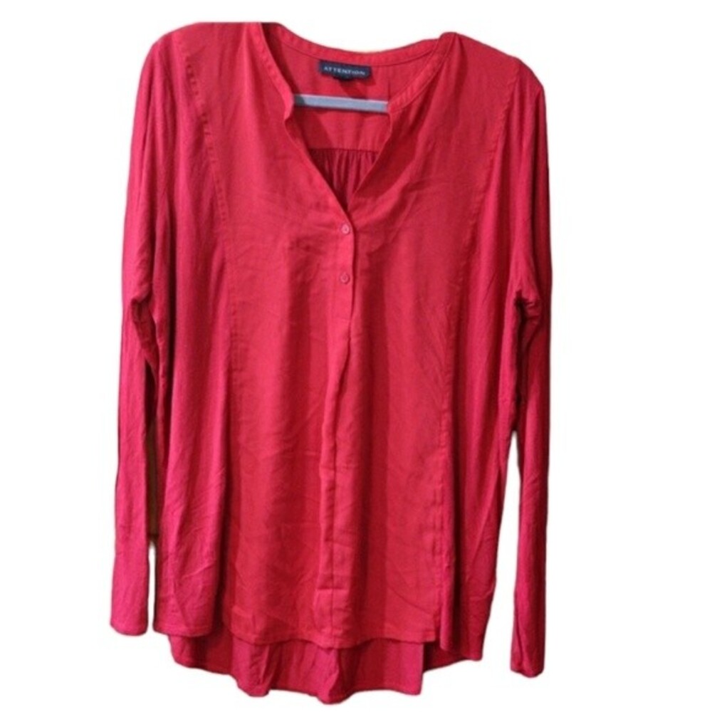 Attention Red Long Sleeve Henley Top Christmas XL